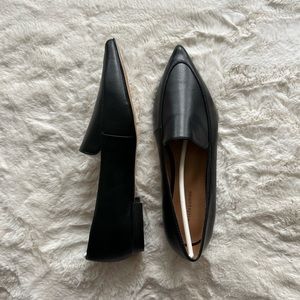 Black Leather Flat Pointed Loafer